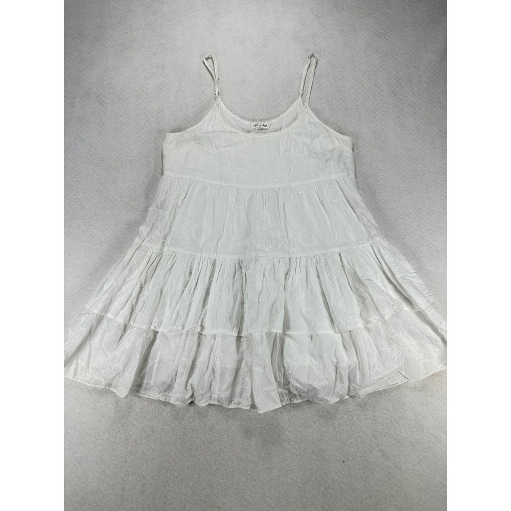 Lilis Closet White Tiered Babydoll Top Embroidered Cotton Camisole Boho Medium M